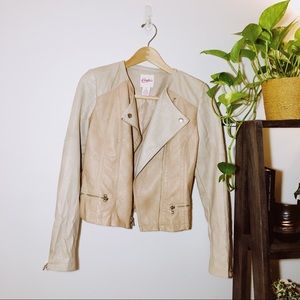 Candie's | 2-Tone Tan Moto Jacket Faux Leather